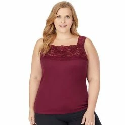 Plus Size Cuddl Duds® SofTech Lace-Trim Squareneck Tank White -Cuddl Duds Shop unnamed file 1548