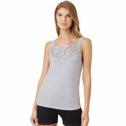 Plus Size Cuddl Duds® SofTech Lace-Trim Squareneck Tank White -Cuddl Duds Shop unnamed file 1549