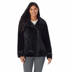 Women's Cuddl Duds Fleece Faux-Fur Moto Jacket Black -Cuddl Duds Shop unnamed file 1558