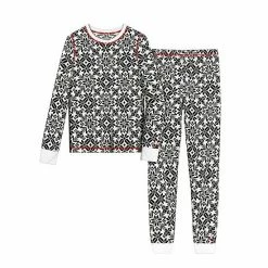 Cuddl Duds Girls 7-16 Thermal 2-Piece Base Layer Set Seafoam Cat