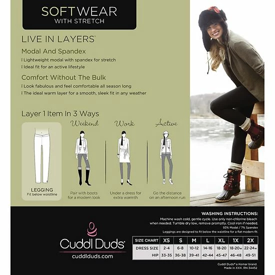 Women's Cuddl Duds® Softwear With Stretch Leggings Green Misty Forest 4 Women's Cuddl Duds® Softwear With Stretch Leggings Green Misty Forest - Image 4