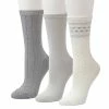 Women's Cuddl Duds® 3-Pack Plushfill* Midweight Boarder Fair Isle & Twisted Stitch Crew Socks Ivory