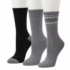 Women's Cuddl Duds® 3-Pack Plushfill* Midweight Boarder Fair Isle & Twisted Stitch Crew Socks Ivory -Cuddl Duds Shop unnamed file 1615