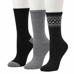 Women's Cuddl Duds® 3-Pack Plushfill* Midweight Boarder Fair Isle & Twisted Stitch Crew Socks Ivory -Cuddl Duds Shop unnamed file 1616