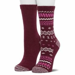 Women's Cuddl Duds® 2-Pack Plushfill* Geometric Fair Isle & Solid Crew Socks Zinfandel -Cuddl Duds Shop unnamed file 1621