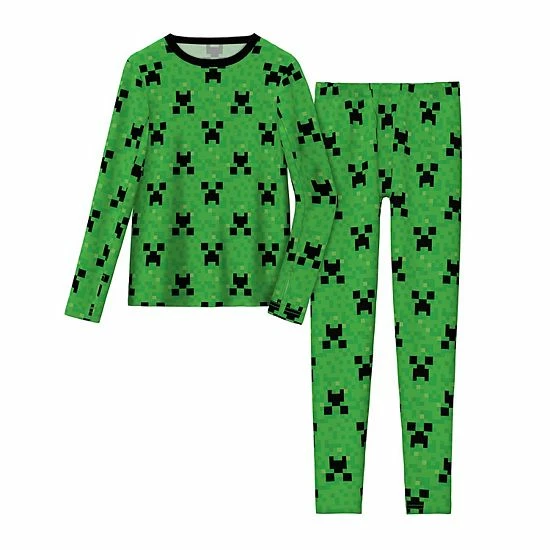 Boys Cuddl Duds Minecraft Stretch 2-Piece Base Layer Set 1 Boys Cuddl Duds Minecraft Stretch 2-Piece Base Layer Set