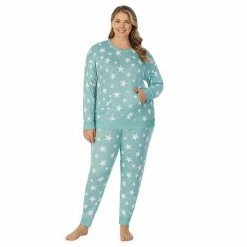 Plus Size Cuddl Duds® Kangaroo Pocket Pajama Top And Banded Bottom Pajama Pants Sleep Set Grey Heather Fairisle -Cuddl Duds Shop unnamed file 1738