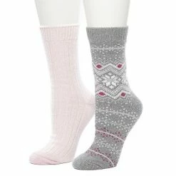 Women's Cuddl Duds 2 Pair Pack Fairisle With Twist Rib Crew Socks Gray -Cuddl Duds Shop unnamed file 1773