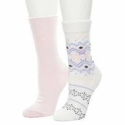 Women's Cuddl Duds 2 Pair Pack Fairisle With Twist Rib Crew Socks Gray -Cuddl Duds Shop unnamed file 1774