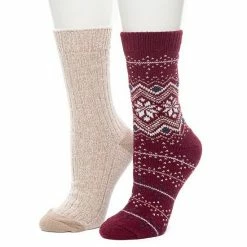 Women's Cuddl Duds 2 Pair Pack Fairisle With Twist Rib Crew Socks Gray -Cuddl Duds Shop unnamed file 1775