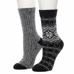 Women's Cuddl Duds 2 Pair Pack Fairisle With Twist Rib Crew Socks Gray -Cuddl Duds Shop unnamed file 1776