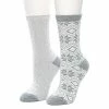 Women's Cuddl Duds 2 Pair Pack Snowflake Diamond Crew Socks Nostalgia Rose
