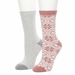 Women's Cuddl Duds 2 Pair Pack Snowflake Diamond Crew Socks Nostalgia Rose -Cuddl Duds Shop unnamed file 1797