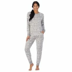 Women's Cuddl Duds 3-pc. Knit Long Sleeve Pajama Top, Banded Bottom Pajama Pants & Scrunchie Set Red Flake Fairisle