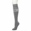 Women's Cuddl Duds Turncuff Tonal Twist Snowflake With Birdseye Over The Knee Sock Black