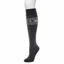 Women's Cuddl Duds Turncuff Tonal Twist Snowflake With Birdseye Over The Knee Sock Black -Cuddl Duds Shop unnamed file 1873
