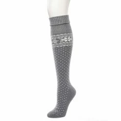 Women's Cuddl Duds Turncuff Tonal Twist Snowflake With Birdseye Over The Knee Sock Black -Cuddl Duds Shop unnamed file 1874