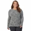 Plus Size Cuddl Duds® Soft Knit Long Sleeve Crewneck Top Grey Animal