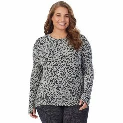 Plus Size Cuddl Duds® Soft Knit Long Sleeve Crewneck Top Grey Animal -Cuddl Duds Shop unnamed file 1882