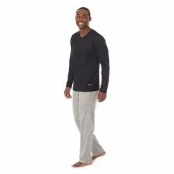 Men's Cuddl Duds® Far-Infrared Enhance Pajama V-Neck Tee Black -Cuddl Duds Shop unnamed file 1892