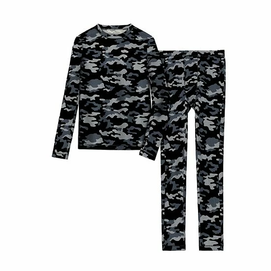 Boys 4-18 Cuddl Duds Texture Grid 2-Piece Base Layer Set Black Camo 2 Boys 4-18 Cuddl Duds Texture Grid 2-Piece Base Layer Set Black Camo - Image 2