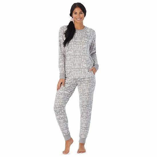 Women's Cuddl Duds 3-pc. Knit Long Sleeve Pajama Top, Banded Bottom Pajama Pants & Scrunchie Set Red Flake Fairisle 11 Women's Cuddl Duds 3-pc. Knit Long Sleeve Pajama Top, Banded Bottom Pajama Pants & Scrunchie Set Red Flake Fairisle - Image 11