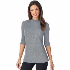 Women's Cuddl Duds® Softwear With Stretch Elbow Sleeve Mockneck Top Charcoal Heather -Cuddl Duds Shop unnamed file 1938
