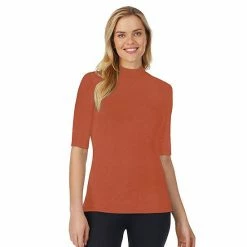 Women's Cuddl Duds® Softwear With Stretch Elbow Sleeve Mockneck Top Charcoal Heather -Cuddl Duds Shop unnamed file 1942