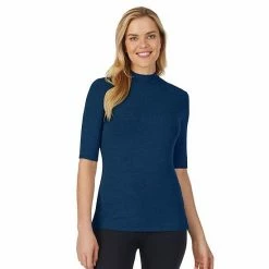 Women's Cuddl Duds® Softwear With Stretch Elbow Sleeve Mockneck Top Charcoal Heather -Cuddl Duds Shop unnamed file 1944