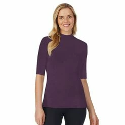 Women's Cuddl Duds® Softwear With Stretch Elbow Sleeve Mockneck Top Charcoal Heather -Cuddl Duds Shop unnamed file 1945