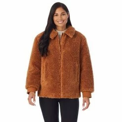 Women's Cuddl Duds Sherpa Bomber Jacket Brown -Cuddl Duds Shop unnamed file 1987