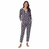 Women's Cuddl Duds® Henley Pajama Top And Banded Bottom Pajama Pants Sleep Set Blue Dog