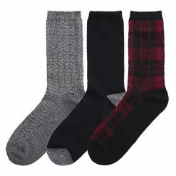 Women's Cuddl Duds® 3-Pack Plushfill* Midweight Plaid & Scalloped Textured Crew Socks Ivory -Cuddl Duds Shop unnamed file 2051