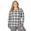 Plus Size Cuddl Duds® Long Sleeve Crewneck Stretch Thermal Top Grey Multi Fairisle