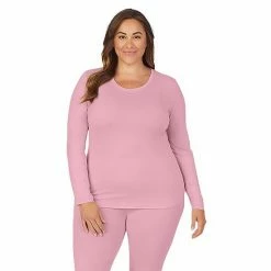 Plus Size Cuddl Duds® Under Scrubs Crewneck Top Cameo Pink