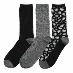 Women's Cuddl Duds® 3-Pack Plushfill* Midweight Animal Print & Ribbed Crew Socks Ivory -Cuddl Duds Shop unnamed file 2074