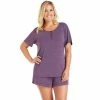Plus Size Cuddl Duds Essentials Pajama Tee & Pajama Boxers Sleep Set Aqua Heather