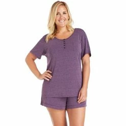 Plus Size Cuddl Duds Essentials Pajama Tee & Pajama Boxers Sleep Set Aqua Heather -Cuddl Duds Shop unnamed file 2082