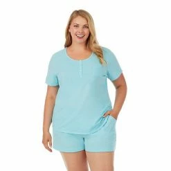 Plus Size Cuddl Duds Essentials Pajama Tee & Pajama Boxers Sleep Set Aqua Heather -Cuddl Duds Shop unnamed file 2085