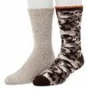 Men's ClimateSmart By Cuddl Duds 2-Pack Camo Super Soft Cozy Crew Socks Black