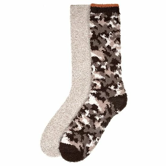 Men's ClimateSmart By Cuddl Duds 2-Pack Camo Super Soft Cozy Crew Socks Black 2 Men's ClimateSmart By Cuddl Duds 2-Pack Camo Super Soft Cozy Crew Socks Black - Image 2