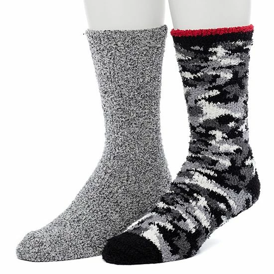 Men's ClimateSmart By Cuddl Duds 2-Pack Camo Super Soft Cozy Crew Socks Black 4 Men's ClimateSmart By Cuddl Duds 2-Pack Camo Super Soft Cozy Crew Socks Black - Image 4