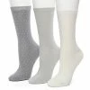 Women's Cuddl Duds 3 Pair Pack Zig Zag Twist Textured Mid Weight Crew Socks Marshmallow