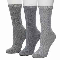 Women's Cuddl Duds 3 Pair Pack Zig Zag Twist Textured Mid Weight Crew Socks Marshmallow -Cuddl Duds Shop unnamed file 2159