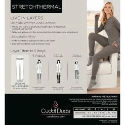 Plus Size Cuddl Duds® Stretch Thermal Leggings Grey Multi Fairisle -Cuddl Duds Shop unnamed file 2174