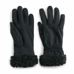 Women's Cuddl Duds® Stretch Touch Screen Gloves With Sherpa Cuffs Black