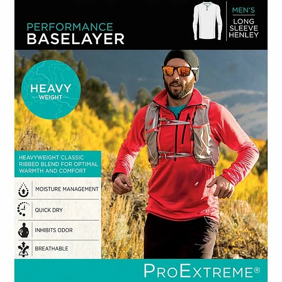 Men's Cuddl Duds® Heavyweight ProExtreme Performance Baselayer Henley Top Charcoal Heather 2 Men's Cuddl Duds® Heavyweight ProExtreme Performance Baselayer Henley Top Charcoal Heather - Image 2