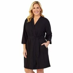 Plus Size Cuddl Duds® Essentials Wrap Robe Black
