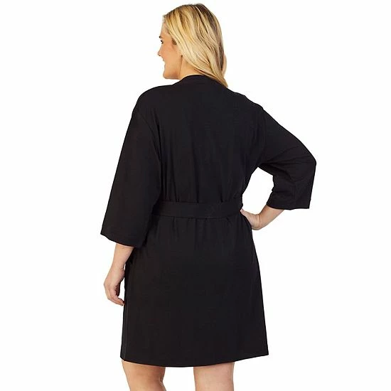 Plus Size Cuddl Duds® Essentials Wrap Robe Black 2 Plus Size Cuddl Duds® Essentials Wrap Robe Black - Image 2