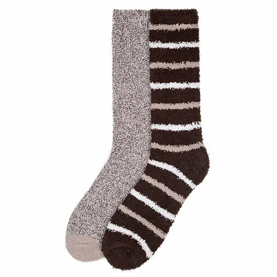 Men's ClimateSmart By Cuddl Duds 2-Pack Skinny Stripe Cozy Crew Socks Black 2 Men's ClimateSmart By Cuddl Duds 2-Pack Skinny Stripe Cozy Crew Socks Black - Image 2